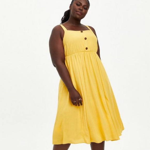 TORRID yellow crosshatched summer dress, 3X. - Picture 1 of 11